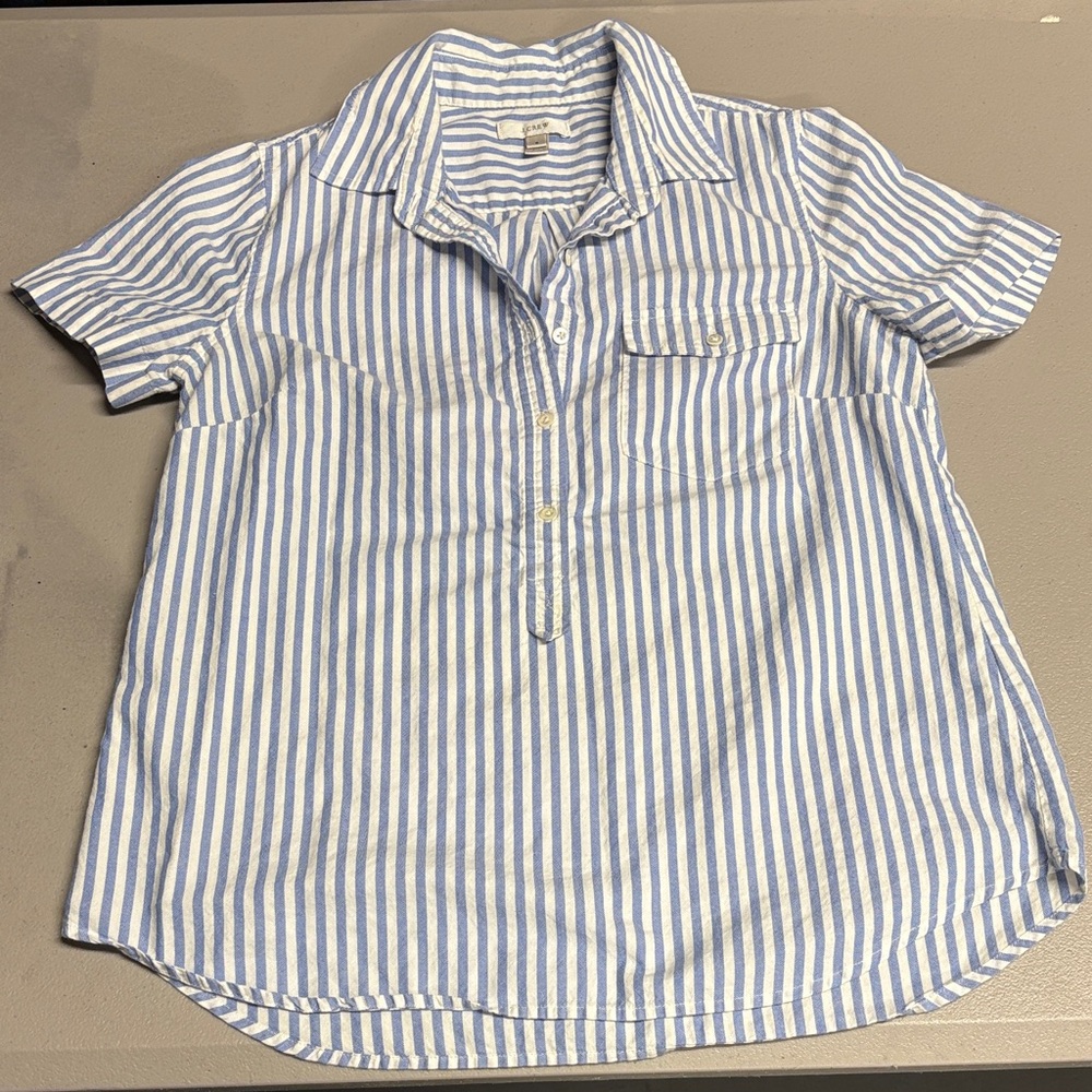 J. Crew Blue and White Pop Over Shirt